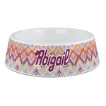 Ikat Chevron Plastic Dog Bowl - Large (Personalized)