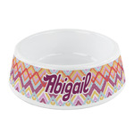 Ikat Chevron Plastic Dog Bowl - Small (Personalized)