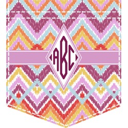 Ikat Chevron Iron On Faux Pocket (Personalized)