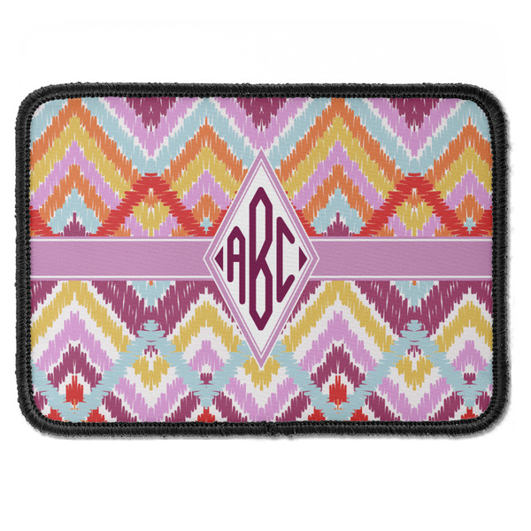 Custom Ikat Chevron Iron On Rectangle Patch w/ Monogram