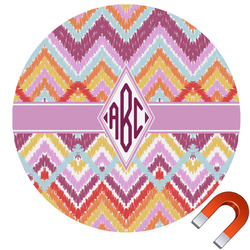 Ikat Chevron Round Car Magnet - 10" (Personalized)
