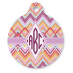 Ikat Chevron Round Pet ID Tag (Personalized)