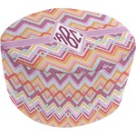 Ikat Chevron Round Pouf Ottoman (Personalized)