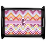 Ikat Chevron Black Wooden Tray - Large (Personalized)