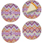 Ikat Chevron Set of 4 Glass Appetizer / Dessert Plate 8" (Personalized)