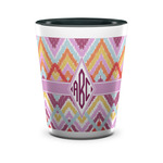 Ikat Chevron Ceramic Shot Glass - 1.5 oz - Two Tone - Set of 4 (Personalized)