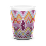 Ikat Chevron Ceramic Shot Glass - 1.5 oz - White - Single (Personalized)