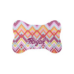 Ikat Chevron Bone Shaped Dog Food Mat (Small) (Personalized)