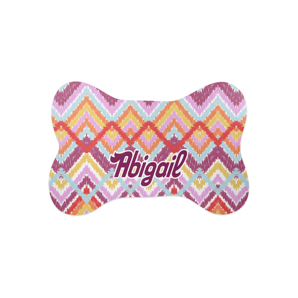 Custom Ikat Chevron Bone Shaped Dog Food Mat (Small) (Personalized)