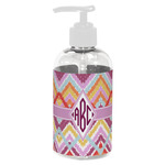 Ikat Chevron Plastic Soap / Lotion Dispenser (8 oz - Small - White) (Personalized)