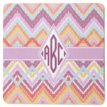 Ikat Chevron Square Rubber Backed Coaster (Personalized)