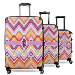 Ikat Chevron 3 Piece Luggage Set - 20" Carry On, 24" Medium Checked, 28" Large Checked (Personalized)