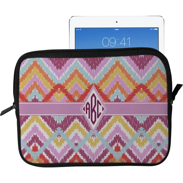 Custom Ikat Chevron Tablet Case / Sleeve - Large (Personalized)