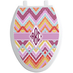 Ikat Chevron Toilet Seat Decal - Elongated (Personalized)