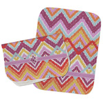 Ikat Chevron Burp Cloths - Fleece - Set of 2 w/ Monogram