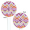 Ikat Chevron White Plastic 5.5" Stir Stick - Double Sided - Round - Front & Back