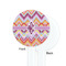 Ikat Chevron White Plastic 7" Stir Stick - Single Sided - Round - Front & Back