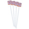 Ikat Chevron White Plastic Stir Stick - Double Sided - Square - Front