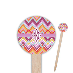 Ikat Chevron 6" Round Wooden Food Picks - Double Sided (Personalized)