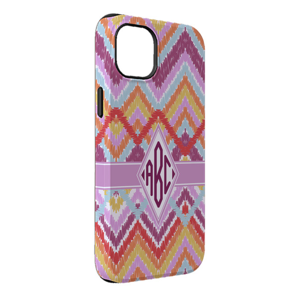 Custom Ikat Chevron iPhone Case - Rubber Lined - iPhone 14 Plus (Personalized)