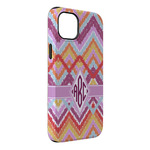 Ikat Chevron iPhone Case - Rubber Lined - iPhone 14 Pro Max (Personalized)