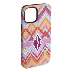 Ikat Chevron iPhone Case - Rubber Lined - iPhone 15 Plus (Personalized)