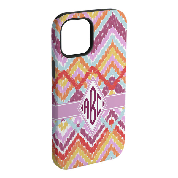 Custom Ikat Chevron iPhone Case - Rubber Lined - iPhone 15 Plus (Personalized)