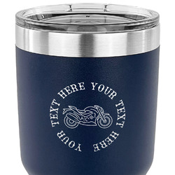 Motorcycle 30 oz Stainless Steel Tumbler - Navy - Double Sided (Personalized)