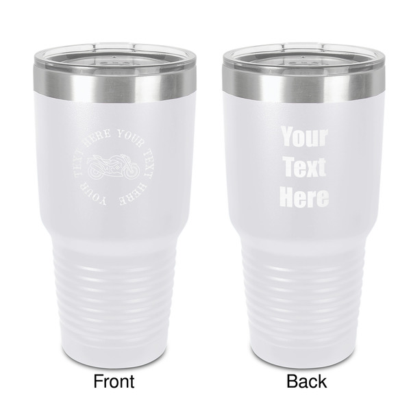 Custom Motorcycle 30 oz Stainless Steel Tumbler - White - Double-Sided (Personalized)