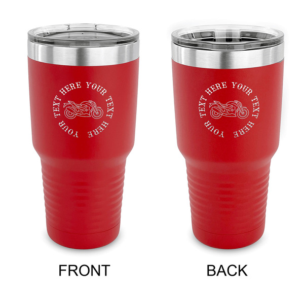 Custom Motorcycle 30 oz Stainless Steel Tumbler - Red - Double Sided (Personalized)