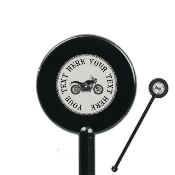 Custom Motorcycle 5.5" Round Plastic Stir Sticks - Black - Double Sided (Personalized)