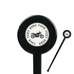 Motorcycle 7" Round Plastic Stir Sticks - Black - Single Sided (Personalized)