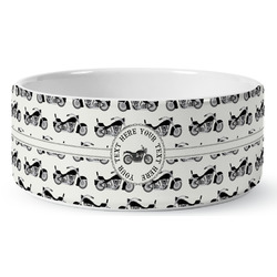 Motorcycle Ceramic Dog Bowl - Medium (Personalized)