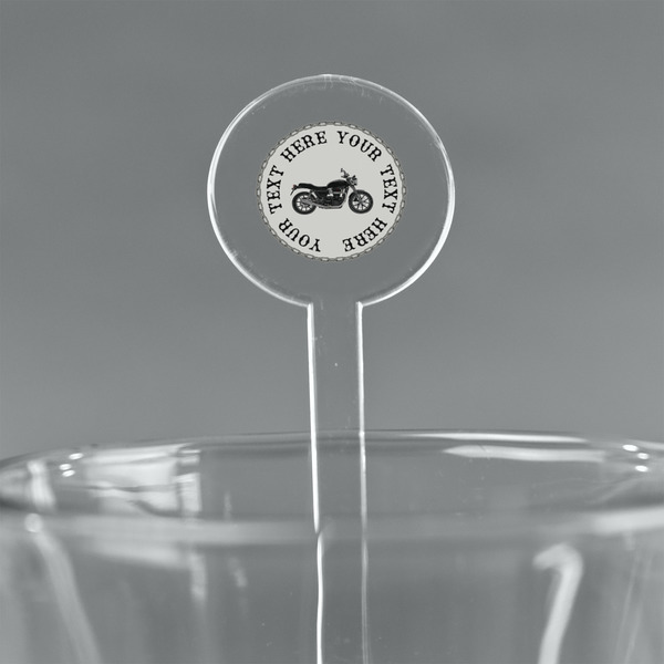 Custom Motorcycle 7" Round Plastic Stir Sticks - Clear (Personalized)