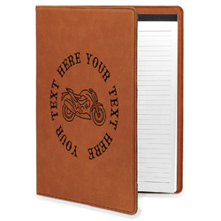 Motorcycle Leatherette Portfolio with Notepad - Large - Double Sided (Personalized)