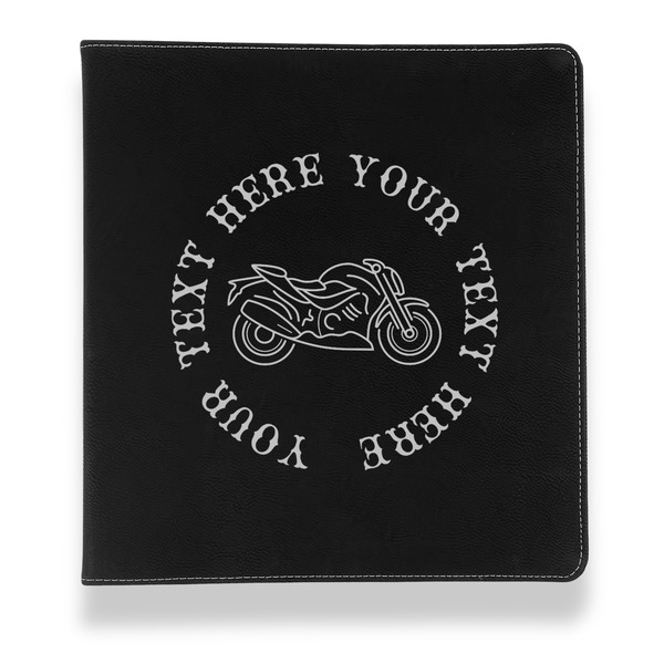 Custom Motorcycle Leather Binder - 1" - Black (Personalized)