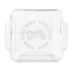 Motorcycle Glass Cake Dish - 8in x 8in (Personalized)