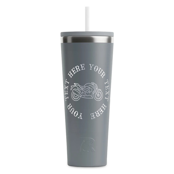 Custom Motorcycle RTIC Everyday Tumbler with Straw - 28oz - Grey - Double-Sided (Personalized)