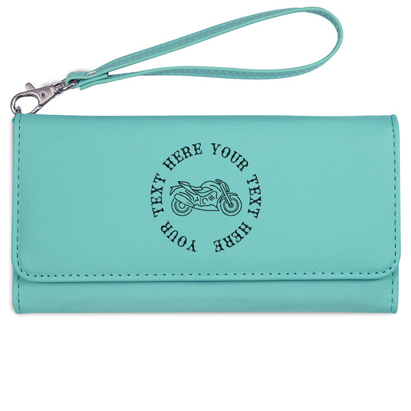 Custom Motorcycle Ladies Leatherette Wallet - Laser Engraved- Teal (Personalized)