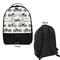 Motorcycle Large Backpack - Black - Front & Back View