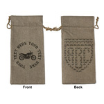 Motorcycle Large Burlap Gift Bag - Front & Back (Personalized)