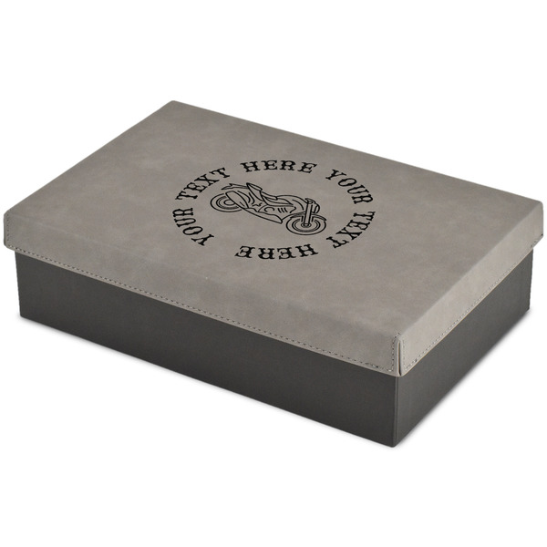 Custom Motorcycle Large Gift Box w/ Engraved Leather Lid (Personalized)