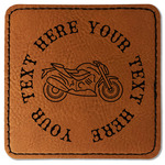 Motorcycle Faux Leather Iron On Patch - Square (Personalized)