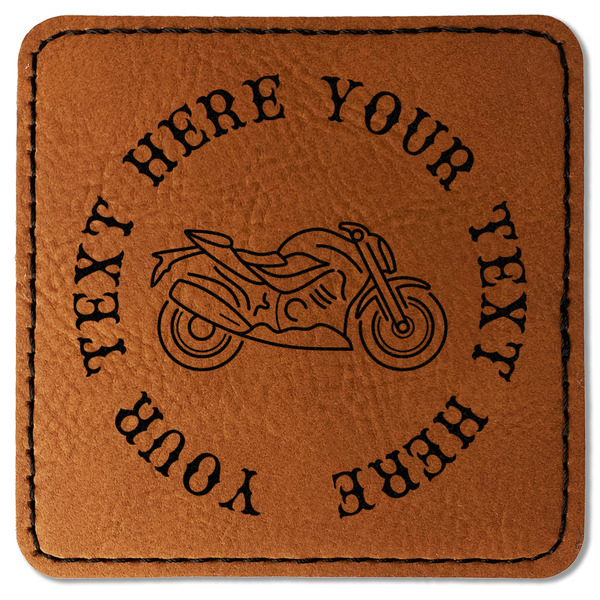 Custom Motorcycle Faux Leather Iron On Patch - Square (Personalized)