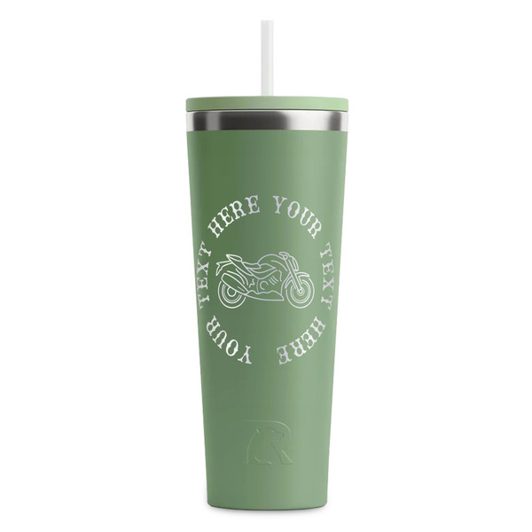 Custom Motorcycle RTIC Everyday Tumbler with Straw - 28oz - Light Green - Single-Sided (Personalized)