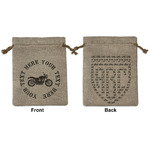 Motorcycle Medium Burlap Gift Bag - Front & Back (Personalized)