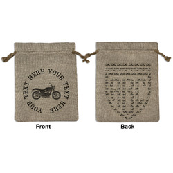 Motorcycle Medium Burlap Gift Bag - Front & Back (Personalized)