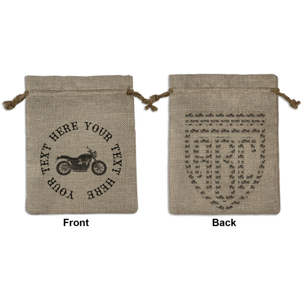 Custom Motorcycle Medium Burlap Gift Bag - Front & Back (Personalized)