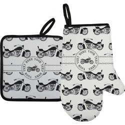 Motorcycle Right Oven Mitt & Pot Holder Set w/ Name or Text