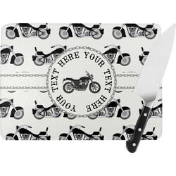 Motorcycle Rectangular Glass Cutting Board - Large - 15.25"x11.25" w/ Name or Text